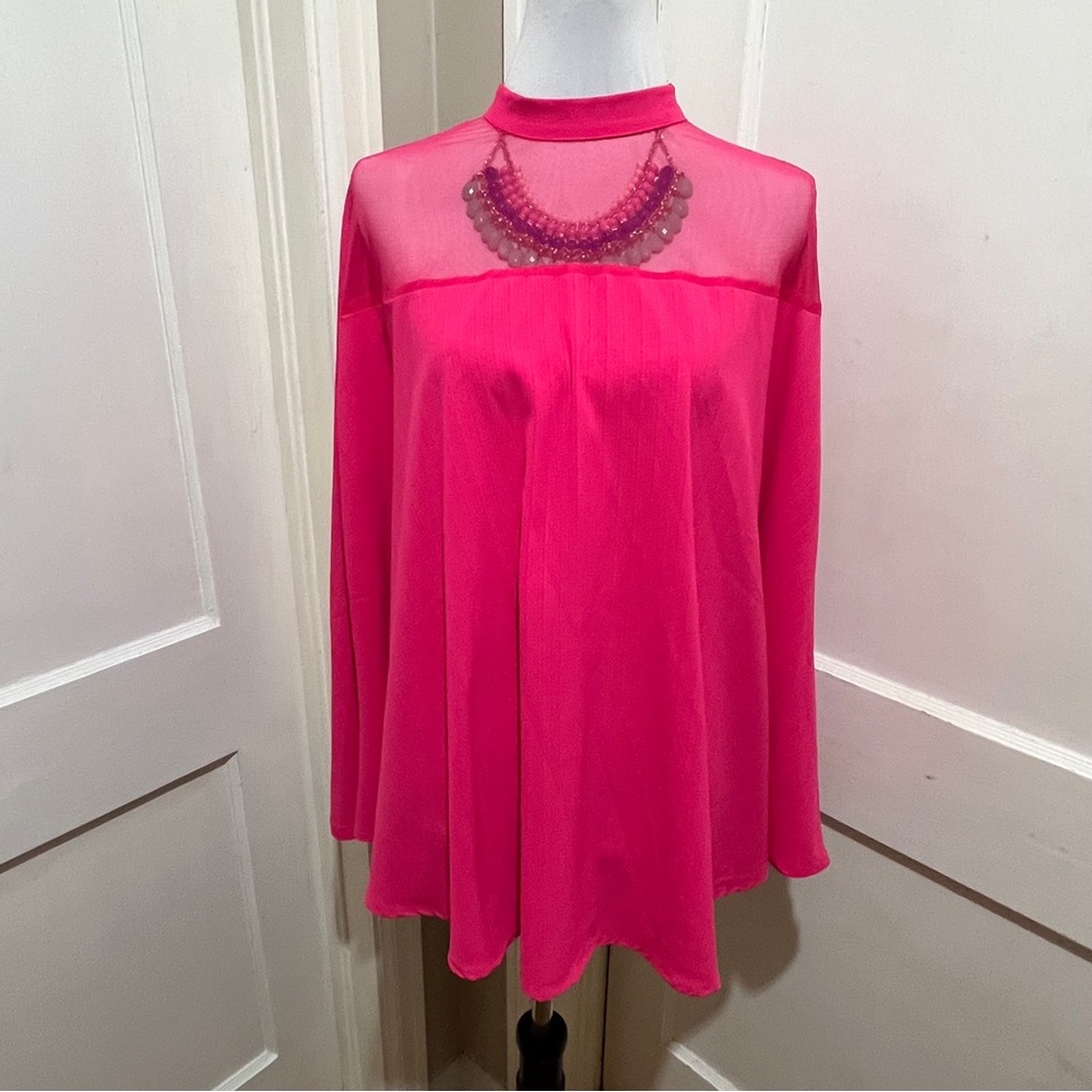 SHEIN Vibrant Pink Sheer Cape